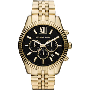 Michael Kors Lexington Chronograph Black Dial Gold Steel Strap Watch for Men - MK8286 Buy Now By Michael Kors