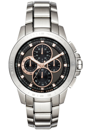 Michael Kors Ryker Chronograph Black Dial Silver Steel Strap Watch For Men - MK8528 Buy Now By Michael Kors