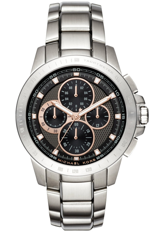 Michael Kors Ryker Chronograph Black Dial Silver Steel Strap Watch For Men - MK8528 Buy Now By Michael Kors