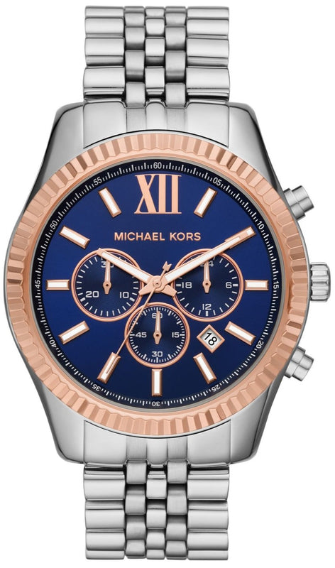 Michael Kors Lexington Chronograph Blue Dial Silver Steel Strap Watch For Men - MK8689 Buy Now By Michael Kors