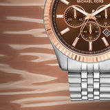 Michael Kors Lexington Chronograph Brown Dial Silver Steel Strap Watch For Men - MK8732 Buy Now By Michael Kors