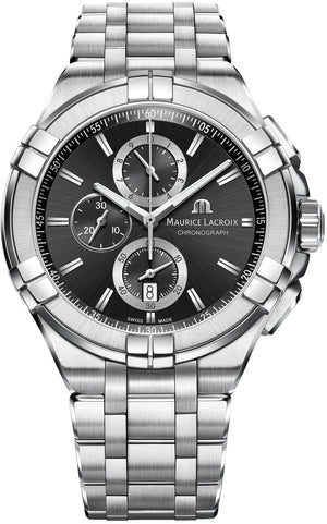 Maurice Lacroix Aikon Chronograph Black Dial Silver Steel Strap Watch for Men - AI1018-SS002-330-1 Buy Now By Maurice Lacroix
