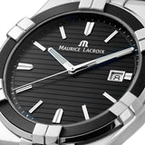 Maurice Lacroix Aikon Quartz Black Dial Green Crocodile Leather Strap Watch for Men - AI1008-PVB21-330-1 Buy Now By Maurice Lacroix