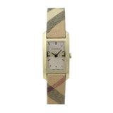 Burberry Pioneer Gold Dial Haymarket Beige Leather Strap Watch for Women - BU9509 Buy Now By Burberry