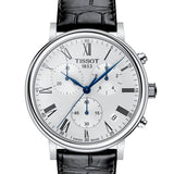 Tissot Carson Premium Chronograph Silver Dial Black Leather Strap Watch For Men - T122.417.16.033.00 Buy Now By Tissot