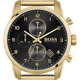 Hugo Boss Skymaster Black Dial Gold Mesh Bracelet Watch for Men - 1513838 Buy Now By Hugo Boss