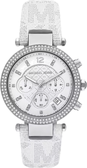 Michael Kors Parker Chronograph White Dial White Leather Strap Watch For Women - MK7226 Buy Now By Michael Kors