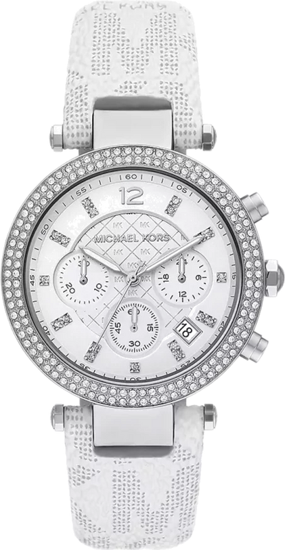 Michael Kors Parker Chronograph White Dial White Leather Strap Watch For Women - MK7226 Buy Now By Michael Kors