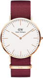 Daniel Wellington Classic Roselyn White Dial Maroon Nylon Strap Watch For Women - DW00100267