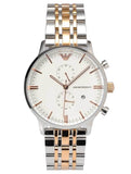 Emporio Armani Chronograph White Dial Two Tone Steel Strap Watch For Men - AR0399 Buy Now By Emporio Armani