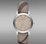 Burberry The City Beige Dial Chequered Brown Leather Strap Watch for Women - BU9029 Buy Now By Burberry
