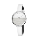 Calvin Klein Rise White Grey Dial White Leather Strap Watch for Women - K7A231L6 Buy Now By Calvin Klein