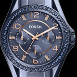 Fossil Riley Quartz Blue Dial Blue Steel Strap Watch for Women - ES4294 Buy Now By Fossil