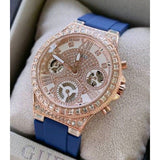 Guess Moonlight Diamonds White Dial Blue Rubber Strap Watch for Women - GW0257L3 Buy Now By Guess