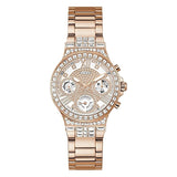 Guess Moonlight Multi Function Diamonds White Dial Rose Gold Steel Strap Watch for Women - GW0320L3 Buy Now By Guess