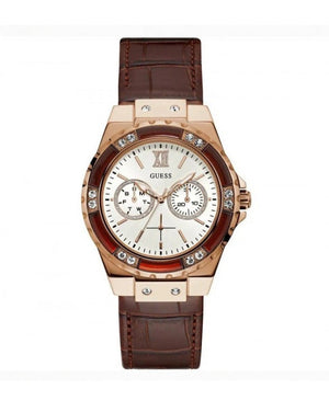 Guess Limelight Analog White Dial Brown Leather Strap Watch For Women - W0775l14 Buy Now By Guess