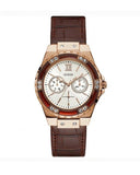 Guess Limelight Analog White Dial Brown Leather Strap Watch For Women - W0775l14 Buy Now By Guess