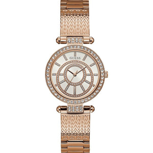 Guess Muse Quartz Silver Dial Rose Gold Steel Strap Watch For Women - W1008L3 Buy Now By Guess