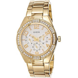 Guess Luna Diamonds White Dial Gold Steel Strap Watch for Women - W0729L2 Buy Now By Guess