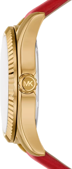Michael Kors Lexington Three Hand Red Dial Red Leather Strap Watch For Women - MK4747 Buy Now By Michael Kors