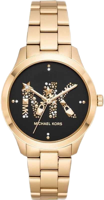 Michael Kors Runway Quartz Black Dial Gold Steel Strap Watch For Women - MK6682 Buy Now By Michael Kors