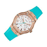 Guess Jet Setter White Dial Turquoise Silicone Strap Watch For Women - W0564L3 Buy Now By Guess