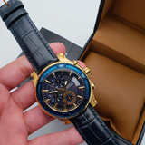 Guess Pinnacle Chronograph Quartz Blue Dial Blue Leather Strap Watch For Men - W0673G2 Buy Now By Guess