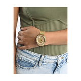 Guess Tri Glitz Quartz Diamonds Gold Dial Gold Mesh Bracelet Watch For Women - W1142L2 Buy Now By Guess