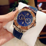 Guess Limelight Quartz Analog Blue Dial Blue Denim Strap Watch For Women - W0775l10 Buy Now By Guess