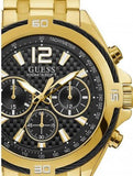 Guess Surge Chronograph Black Dial Gold Steel Strap Watch for Men - W1258G2 Buy Now By Guess