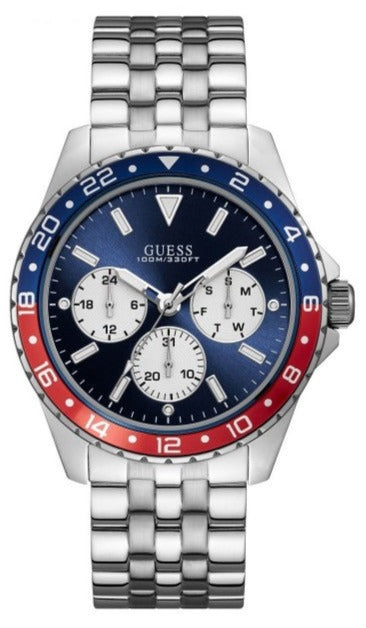 Guess Odyssey Multifunction Blue Dial Silver Steel Strap Watch For Men - W1107G2 Buy Now By Guess