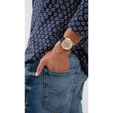 Guess Tailor Gold Dial Black Leather Strap Watch for Men - GW0389G2 Buy Now By Guess