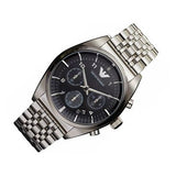 Emporio Armani Franco Black Dial Silver Steel Strap Watch For Men - AR0373 Buy Now By Emporio Armani