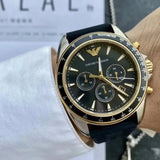 Emporio Armani Sigma Chronograph lack Dial Black Rubber Strap Watch For Men - AR80003 Buy Now By Emporio Armani