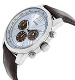 Guess Horizon Chronograph Analog Blue Dial Brown Leather Strap Watch For Men - W0380G6 Buy Now By Guess