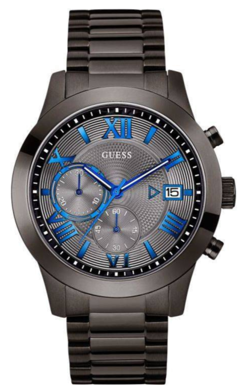 Guess Atlas Quartz Grey Dial Grey Steel Strap Watch For Men - W0668G2 Buy Now By Guess