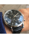 Hugo Boss Aeroliner Chronograph Quartz Black Dial Black Leather Strap Watch For Men - HB1512448 Buy Now By Hugo Boss