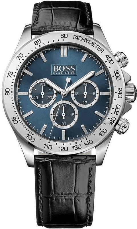 Hugo Boss Ikon Blue Dial Black Leather Strap Watch for Men - 1513176 Buy Now By Hugo Boss