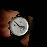 Tommy Hilfiger Lexor Silver Dial Black Leather Strap Watch For Men - 1791489 Buy Now By Tommy Hilfiger