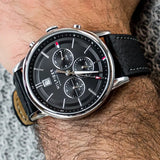 Tommy Hilfiger Kyle Quartz Black Dial Black Leather Strap Watch for Men - 1791630 Buy Now By Tommy Hilfiger