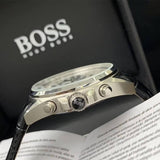 Hugo Boss Driver Chronograph Quartz Silver Dial Black Leather Strap Watch For Men - 1512880 Buy Now By Hugo Boss
