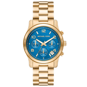 Michael Kors Runway Chronograph Blue Dial Gold Steel Strap Watch For Women - MK7353 Buy Now By Michael Kors