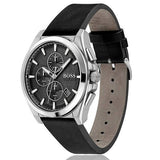 Hugo Boss Grandmaster Chronograph Black Dial Black Leather Strap Watch for Men - 1513881 Buy Now By Hugo Boss