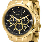Maserati Successo 44mm Black Dial Gold Stainless Steel Strap Watch For Men - R8873621013 Buy Now By Maserati