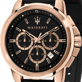Maserati Successo 44mm Black Rose Gold Dial Black Rubber Strap Watch For Men - R8871621012 Buy Now By Maserati