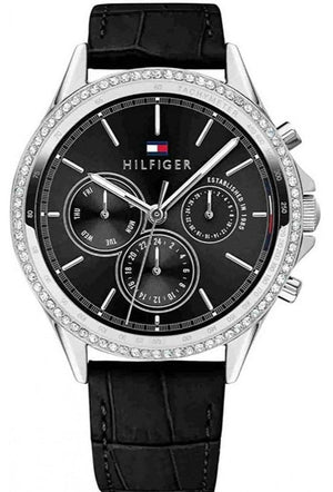 Tommy Hilfiger Ari Diamonds Black Dial Black Leather Strap Watch for Women - 1781981 Buy Now By Tommy Hilfiger
