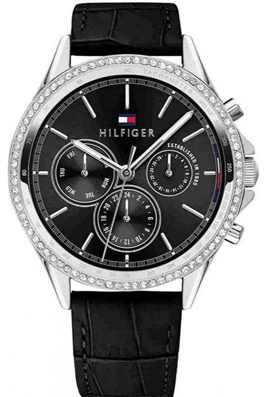 Tommy Hilfiger Ari Diamonds Black Dial Black Leather Strap Watch for Women - 1781981 Buy Now By Tommy Hilfiger