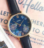 Fossil Jacqueline Blue Dial Blue Leather Strap Watch for Women - ES4673 Buy Now By Fossil