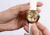 Guess G-Twist Gold Dial White Rubber Strap Watch for Women - W0911L7 Buy Now By Guess