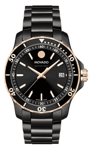 Movado 800 Series Black Dial Black Steel Strap Watch For Men - 2600162 Buy Now By Movado